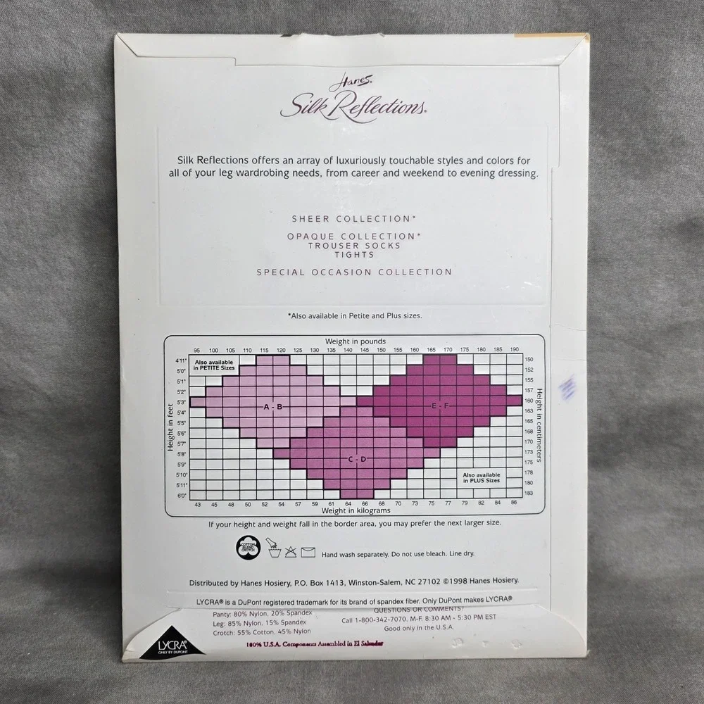 HANES Silk Reflections Pantyhose Silky Sheer Sz EF Barely Black Style‎ 718 Vtg